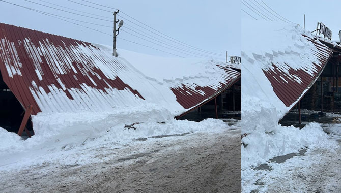 Sivas’ta kar, yüzlerce yerleşim yerini kapattı, bazı dükkanların çatıları çöktü
