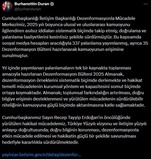 2025 Yılında 337 Yalanlama ve 35 Bülten Hazırladı
