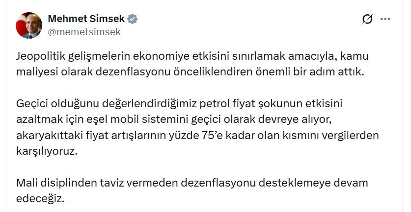 Bakan Şimşek'ten Akaryakıt Fiyat Artışlarına Düzenleme