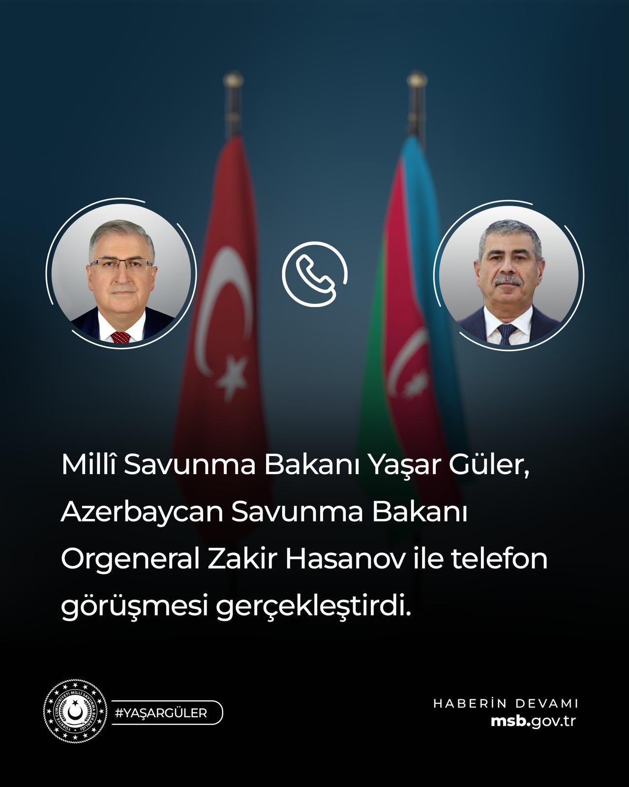 Bakan Güler, Azerbaycan Savunma Bakanı Hasanov ile Görüşme Gerçekleştirdi