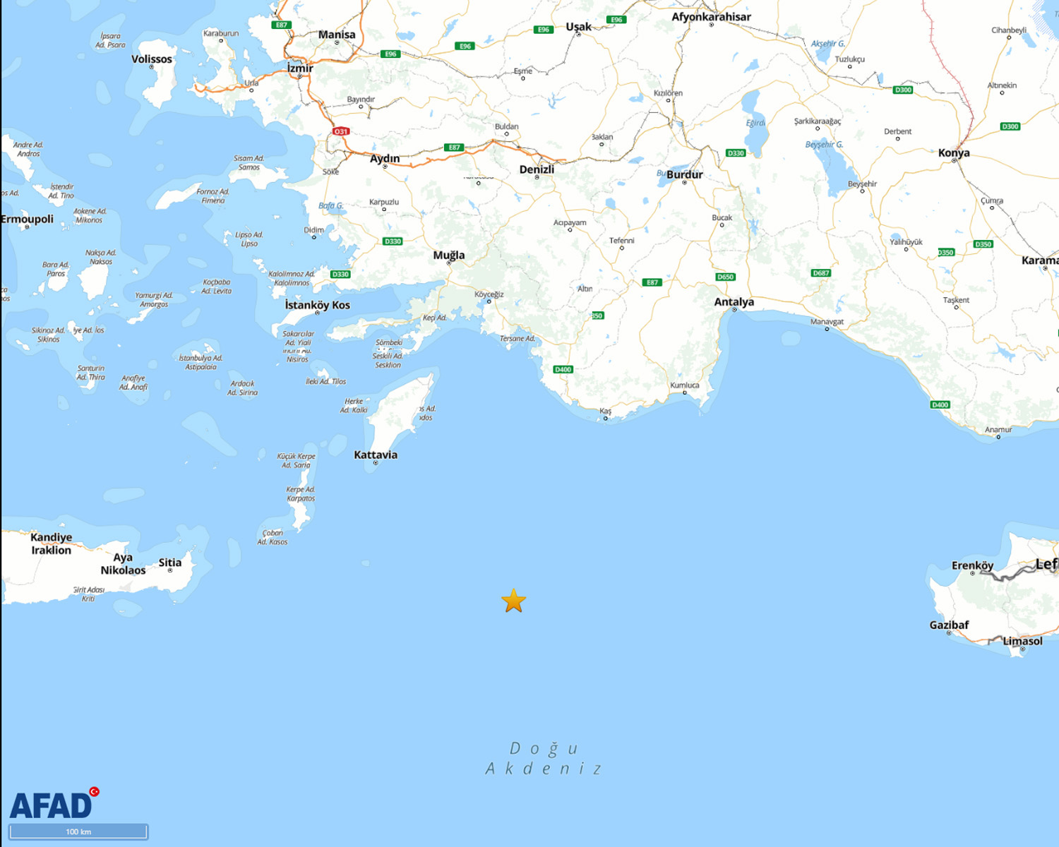 Akdeniz'de 4.5 Büyüklüğünde Deprem Gerçekleşti