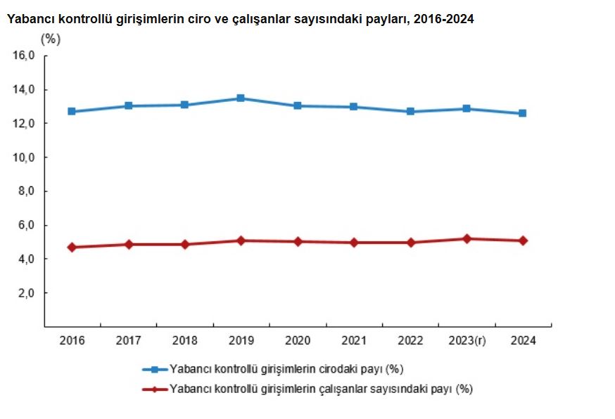 Yabancı Kontrollü Girişimlerin Ciro Payı ,6'ya Düştü