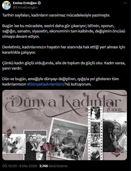 Emine Erdoğan'dan Anlamlı Dünya Kadınlar Günü Mesajı