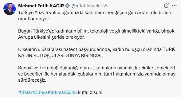 Türk Kadın Buluşçular Uluslararası Patent Başvurularında Dünya Lideri