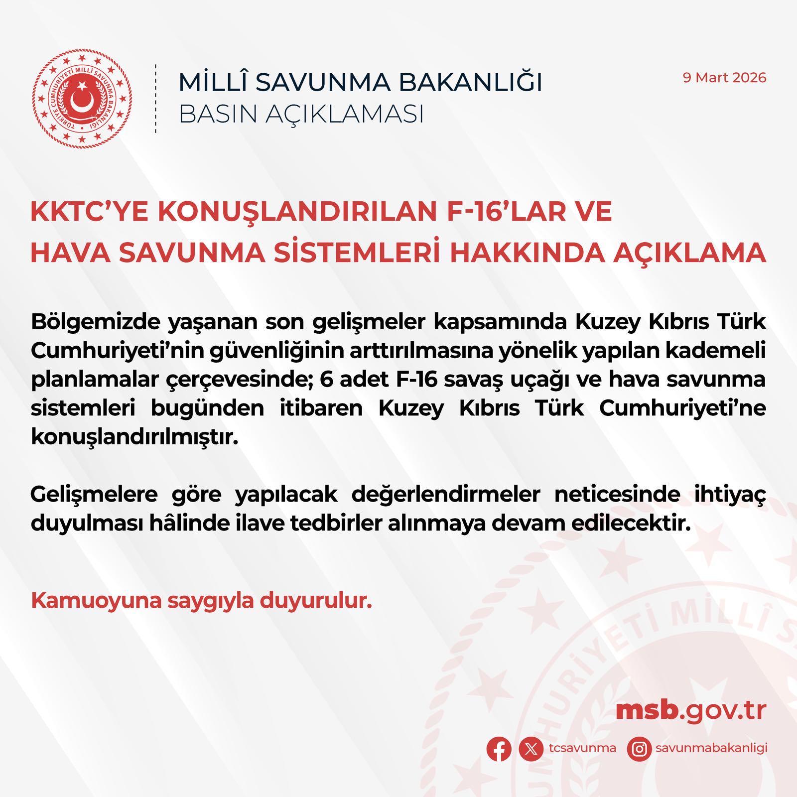 KKTC'ye 6 F-16 Savaş Uçağı Görevde