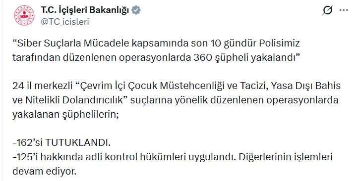 Siber Suçlarla Mücadelede Büyük Operasyon: 24 İlde 162 Tutuklama
