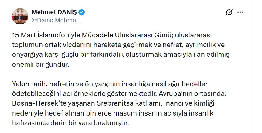RTÜK Başkanı Daniş: İslamofobi Mücadelesi, İnsanlığın Ortak Görevidir