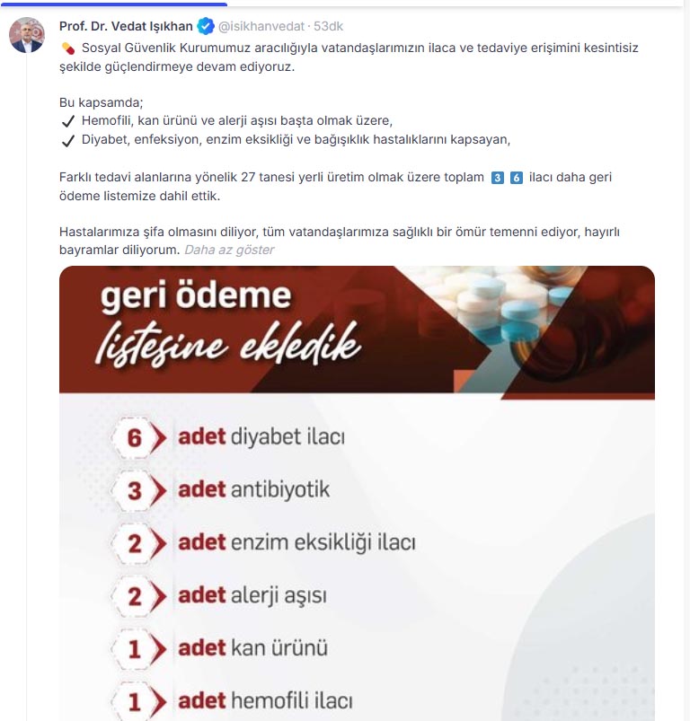 36 Yeni İlaç SGK Geri Ödeme Listesine Eklendi