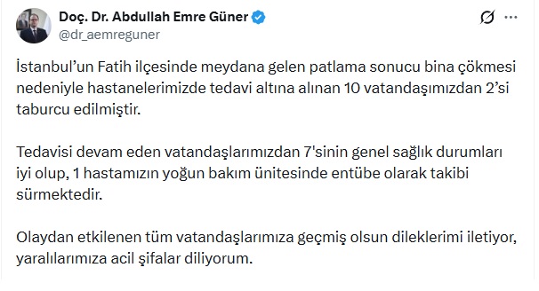 Fatih'te Çöken Binaların Enkazından İki Yaralı Taburcu Edildi