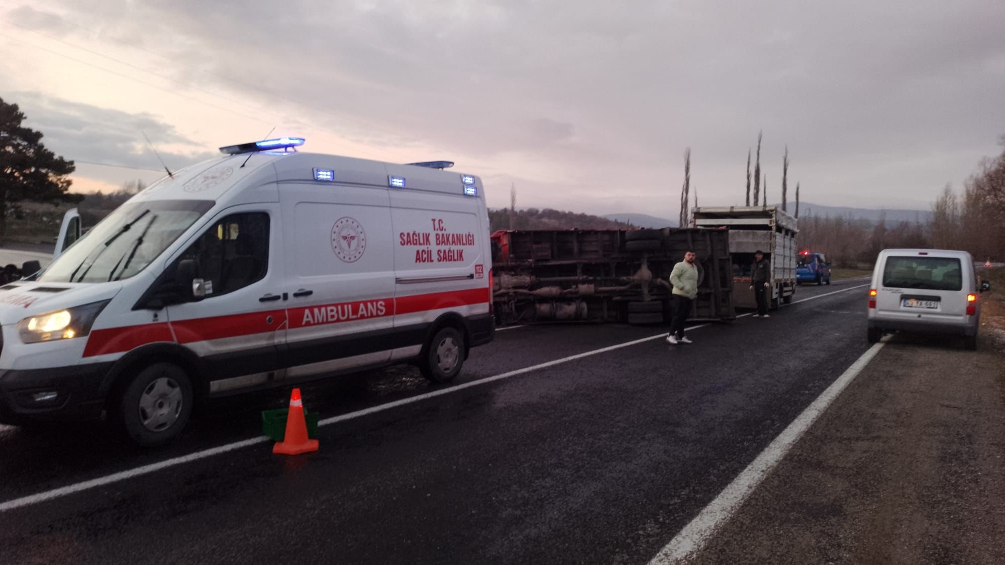 Kütahya'da Meyve Yüklenen Kamyonet Devrildi, 2 Yaralı