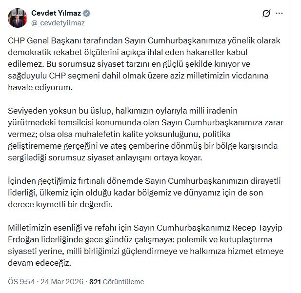 Cevdet Yılmaz'dan Özgür Özel'e Sert Tepki: Demokrasi ve Saygı İhlali