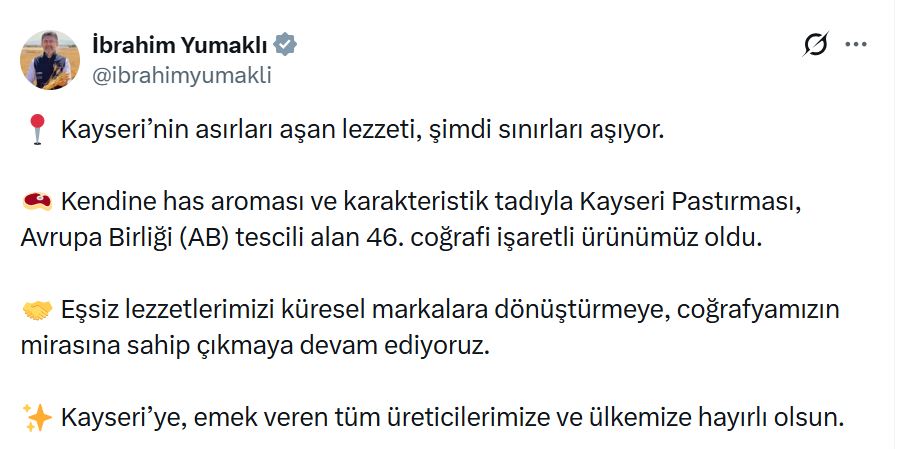 Kayseri Pastırması'na AB'den Coğrafi İşaret Tescili