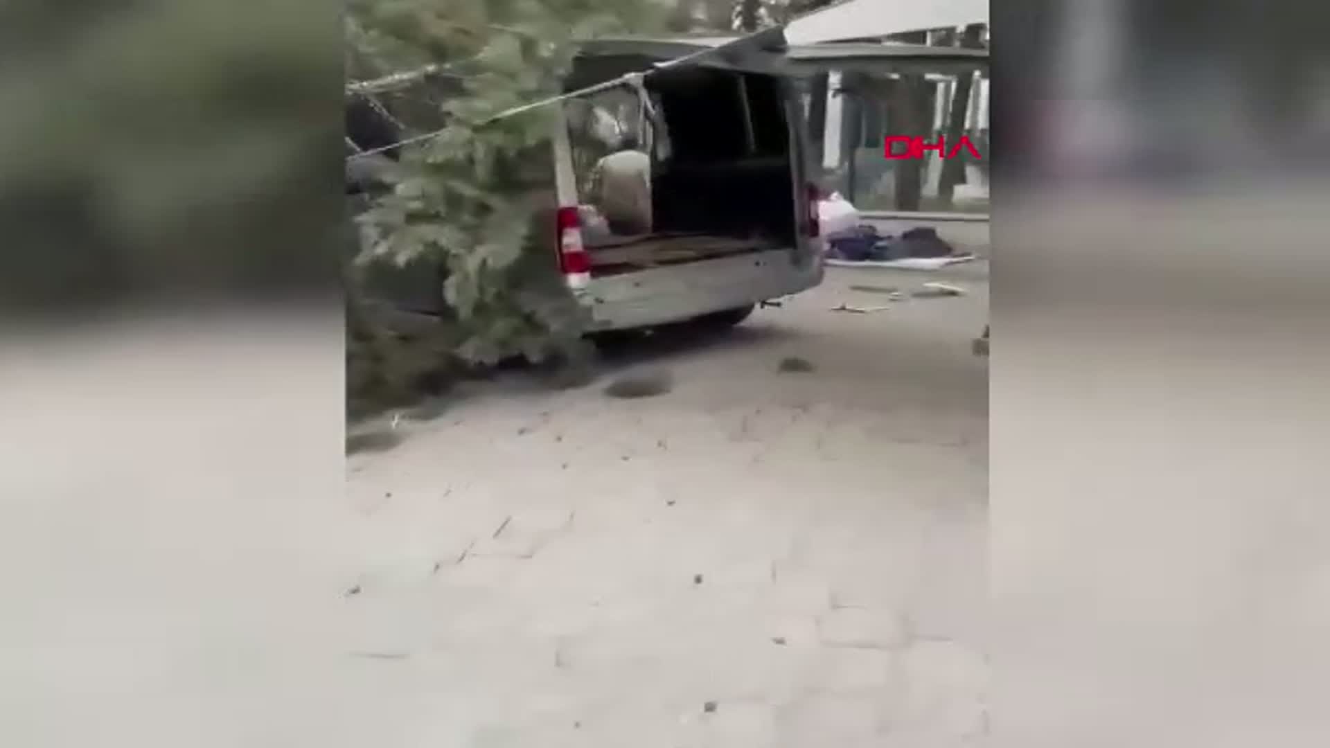 Afyonkarahisar'da Şiddetli Rüzgar Minibüsü Vurdu: Çam Ağacı Devrildi