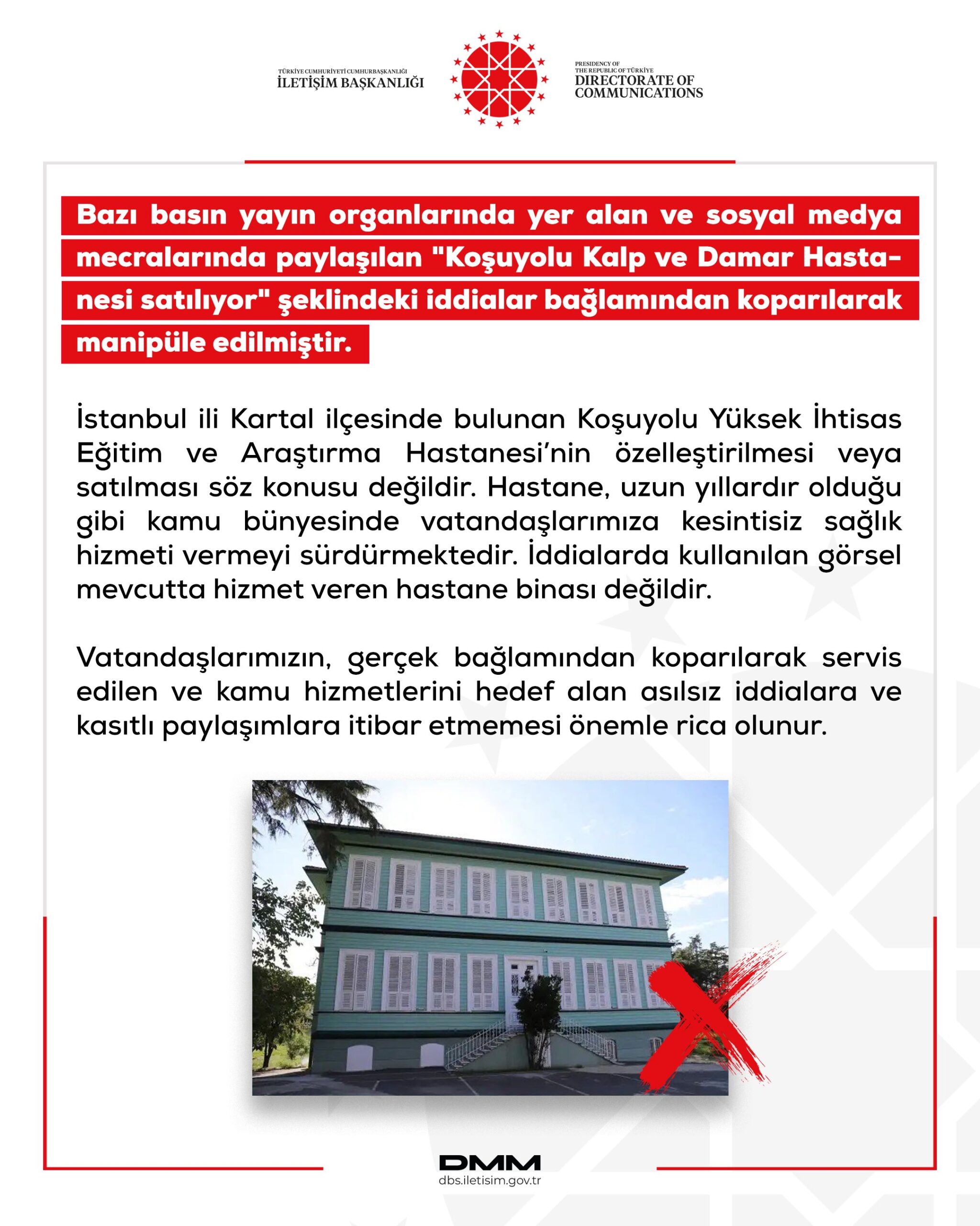 DMM'den Koşuyolu Hastanesi Satış İddialarına Yanıt
