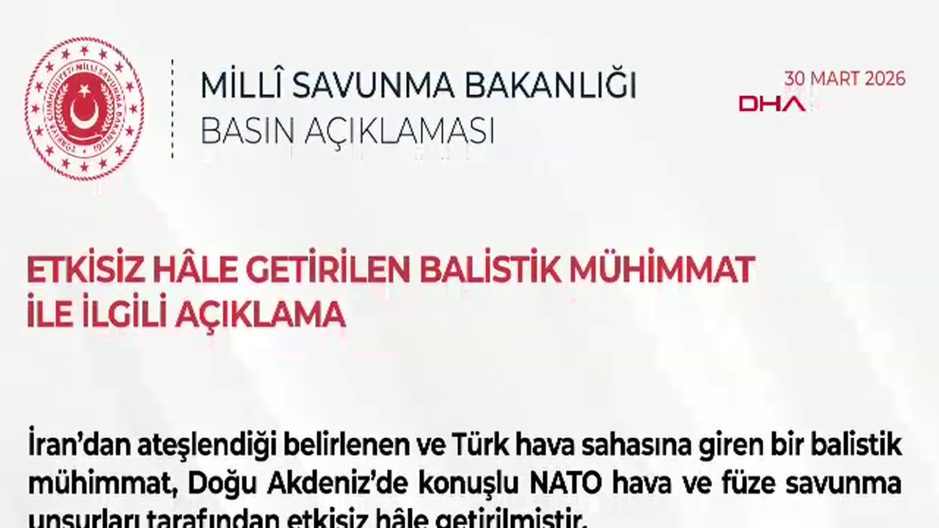 MSB'den Balistik Mühimmat Açıklaması: Etkisiz Hale Getirildi