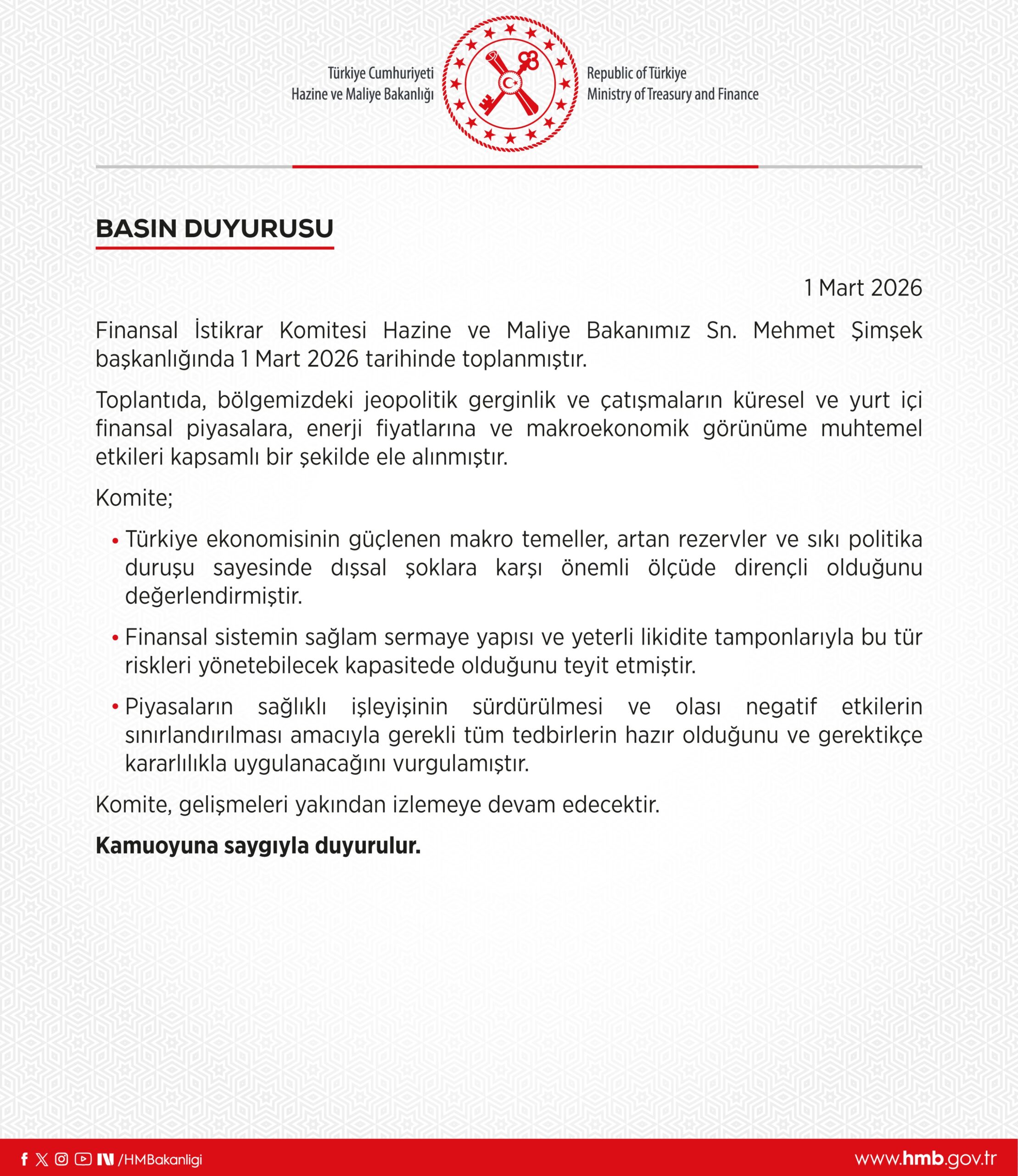 Bakan Şimşek Başkanlığında Kritik Toplantı: Türkiye Ekonomisinin Direnci ve Pazar İstikrarı Masada