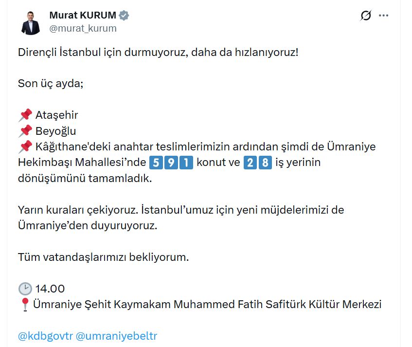 Ümraniye'de 591 Konut ve 28 İş Yerinin Dönüşümünü Tamamladık