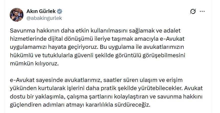 Adalet Bakanı Gürlek, e-Avukat Uygulamasını Duyurdu