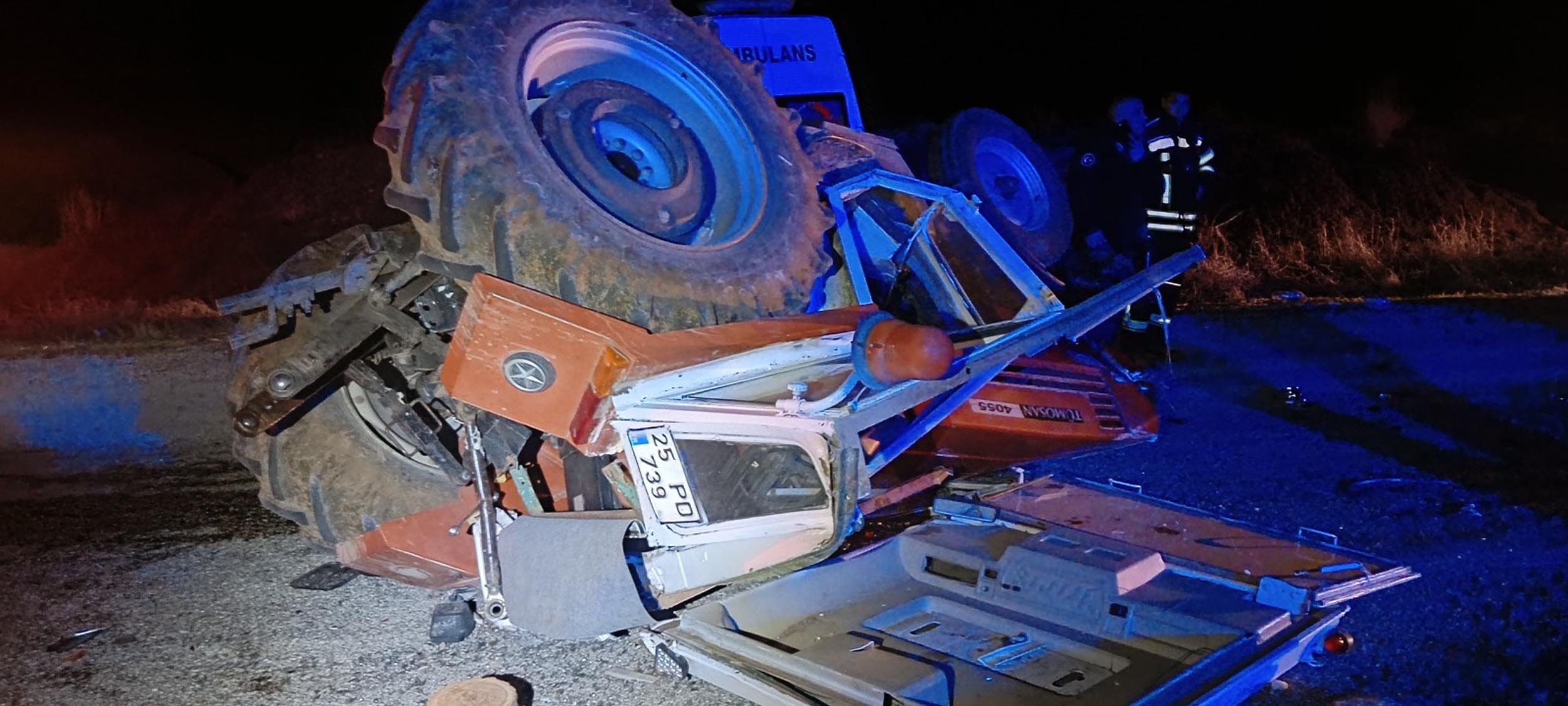 Oltu'da Ambulans ve Traktör Çarpıştı: 4 Yaralı
