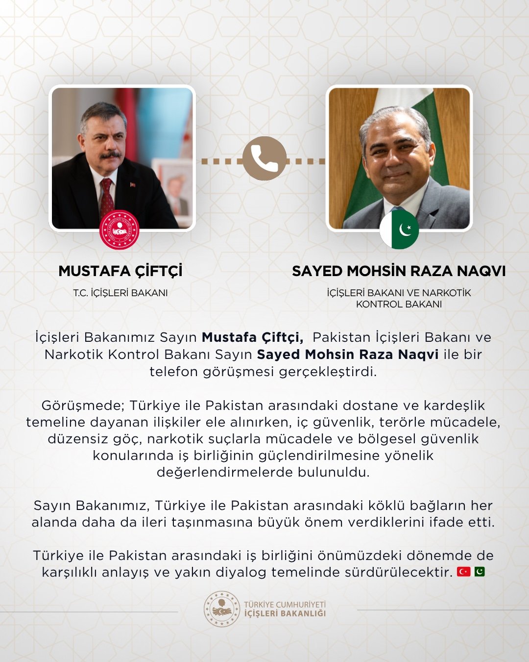 Türkiye ve Pakistan Arasında Önemli Telefon Görüşmesi