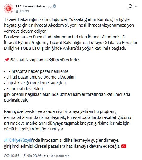 İhracat Akademisi E-İhracat Eğitim Programı Başladı