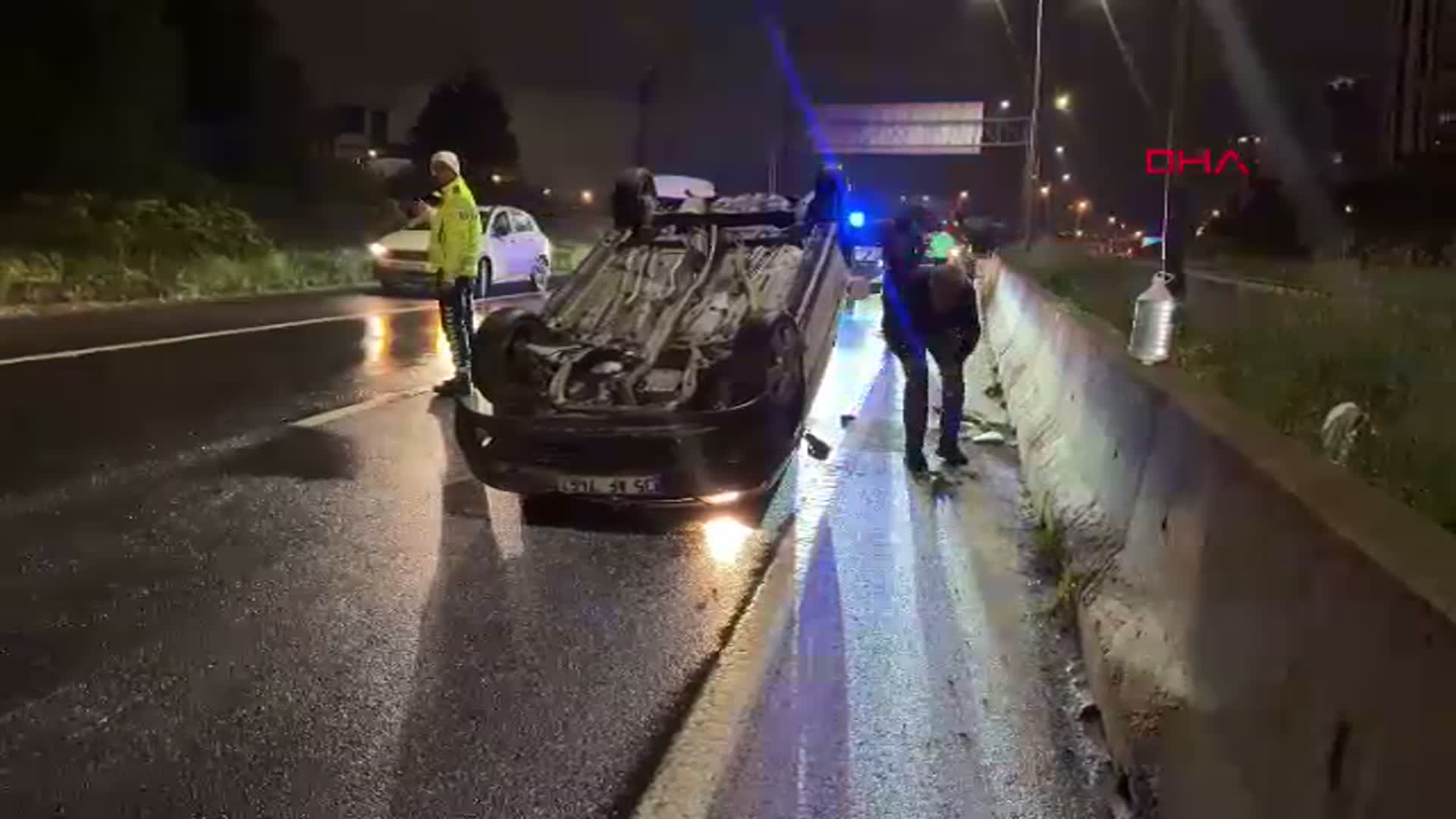Tekirdağ'da Alkollü Sürücünün Otomobili Takla Attı