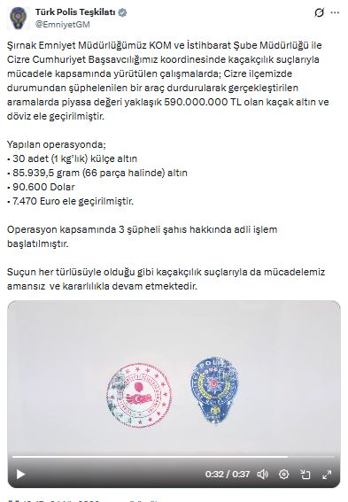 Şırnak'ta Nefes Kesen Operasyon: 590 Milyon Liralık Kaçak Altın ve Döviz Ele Geçirildi, 3 Gözaltı