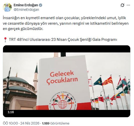 Emine Erdoğan'dan 23 Nisan Çocuk Şenliği Gala Programı Vurgusu: 'Çocuklar Yarının En Gerçek Gücü'
