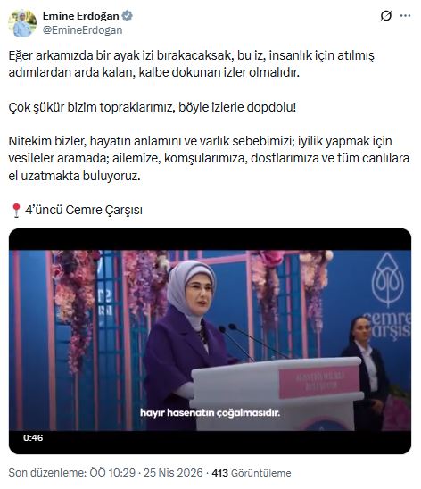 Emine Erdoğan'dan 'İyilik İzleri' Vurgusu: 4. Cemre Çarşısı Açıldı