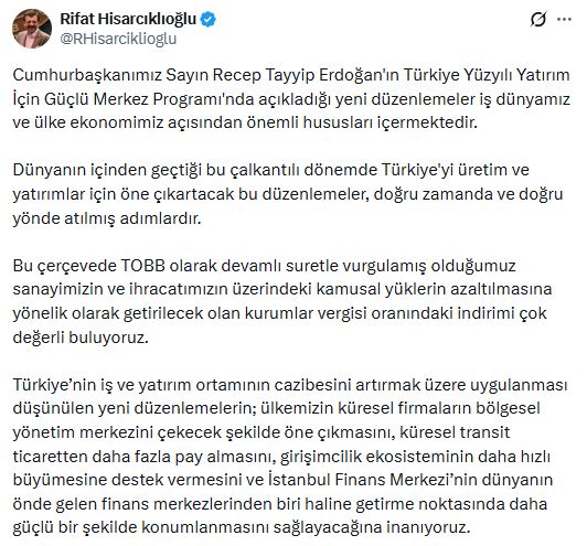 TOBB Başkanı Hisarcıklıoğlu'ndan 'Türkiye Yüzyılı' Vurgusu: Yeni Bir Atılım Süreci Kapıda