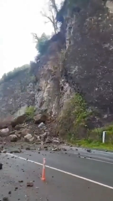 Artvin'de Heyelan Faciası: Karayolu Ulaşıma Kapandı, TIR Zarar Gördü
