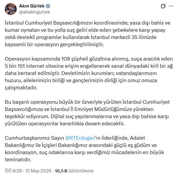 Bakan Gürlek'ten Dijital Suçlara Darbe: 35 İlde Dev Operasyon, 108 Gözaltı